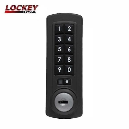 Lockey GE370 Gemini Electronic Keypad Combination Cabinet Lock - Black - Vertical LK-GE370-B-V